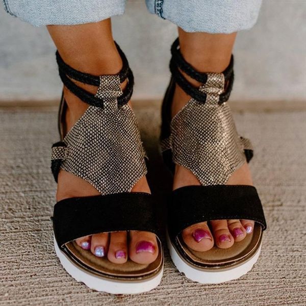 

sandals women retro wedges shoes for summer platform female heels chaussure femme 2021, Black
