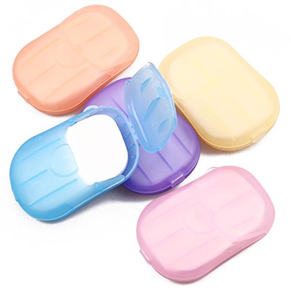 

soap dishes 5 boxes/lot(20 pieces/box) convenient washing hand bath flakes travel portable scented slice sheets foaming box paper(rando