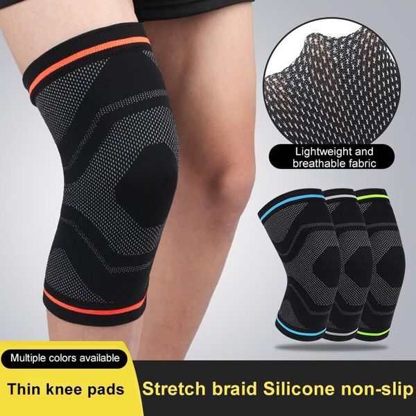 

1pc knee pad sleeve thermal knit compression leg protector for running hiking jogging football soccer, Black;gray