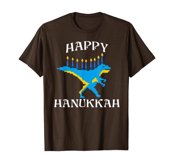 

happy hanukkah shirts cute menorasaurus dinosaur menorah t-shirt, White;black