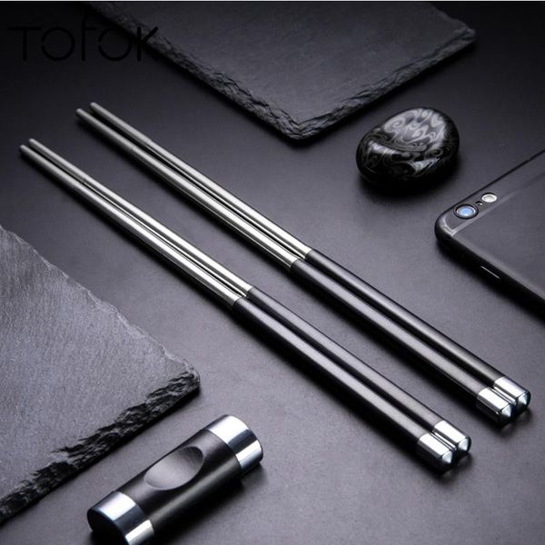 

chopsticks tofok stainless steel long non slip rice sushi stick reusable el restaurant kitchen tableware dinnerware