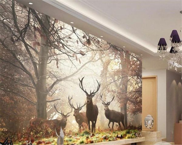 

wallpapers custom size self adhesive wallpaper for walls 3d retro nostalgic style forest deer mural tv papel de parede waterproof