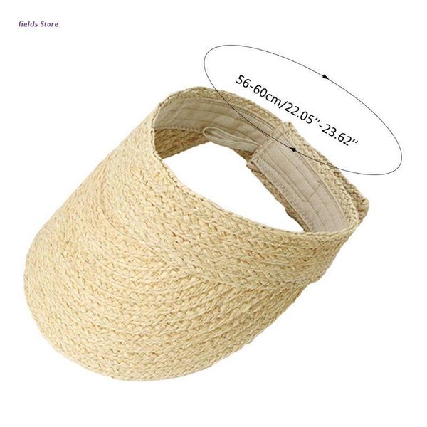 

caps & hats xx9e ladies summer handmade woven raffia straw sun visor hat empty wide brim uv protection adjustable foldable peaked beach, Yellow