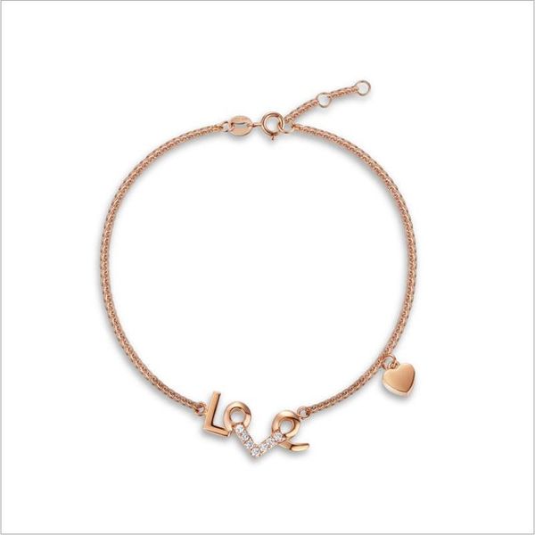 

charm bracelets everoyal trendy 925 silver for women jewelry valentine's day gift lady zircon lover letter gold, Golden;silver