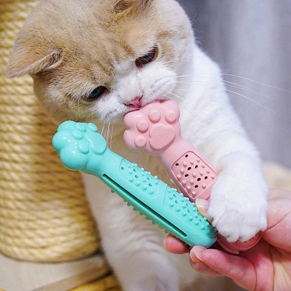 

cat toys soft silicone toothbrush catnip pet clean teeth chew cats cute toys1