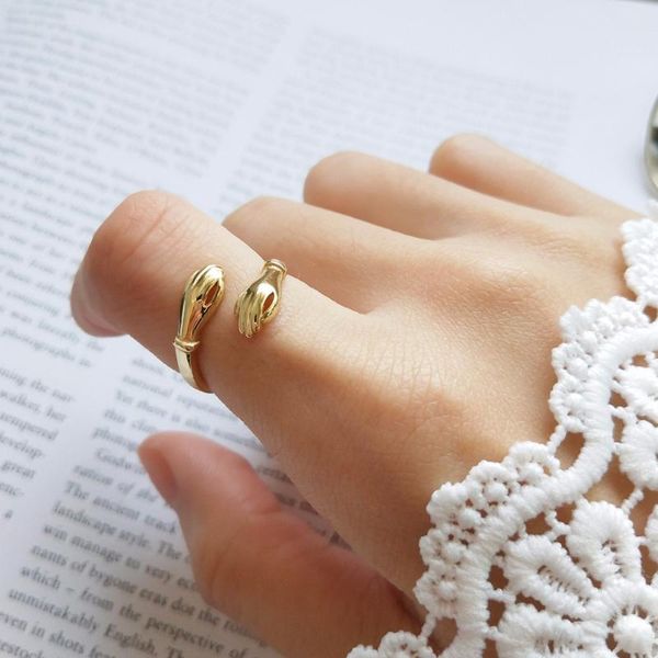 

cluster rings quality pure 925 sterling silver fingers fashion simple independence design wild for women charm jewelry, Golden;silver