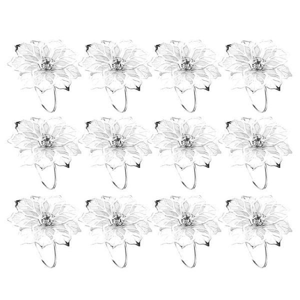

napkin rings 12 pcs 3d floral metal holder dinner wedding towel ring for table decorations, wedding, dinner,party, diy decoratio