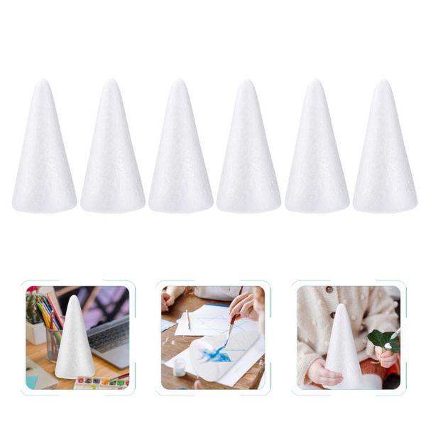 

party decoration 12pcs 15cm white diy cone children craft accessories for home christmas(white)