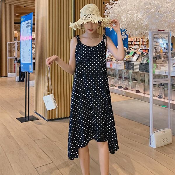 

maternity dresses 931# summer beach bohemia style cotton sling dress sundress clothes for pregnant women pregnancy holidays wear, White