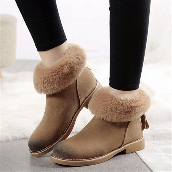 

boots women snow plush warm ankle for winter shoes female booties, Black