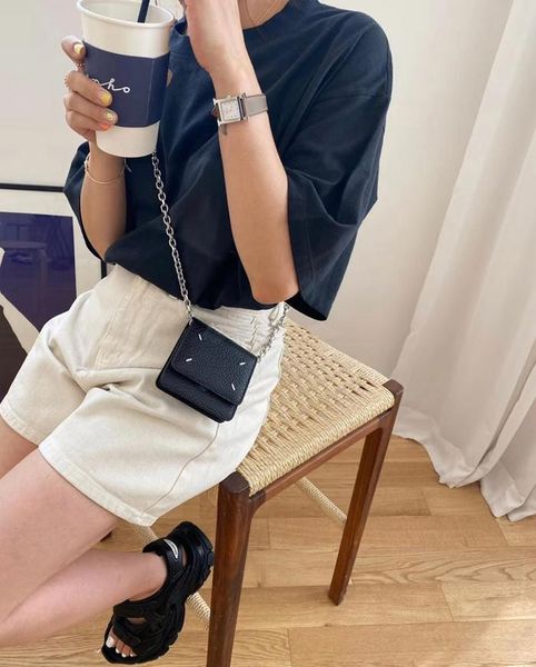 

card holders 103974women exquisite shoulder bag genuine leather layer small chain mobile phone digital square m6, Brown;gray