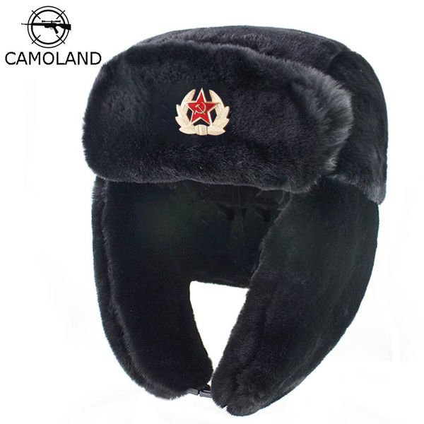 

berets camoland soviet trapper trooper hat mens army military russian ushanka bomber winter warm caps pilot faux fur earflap, Blue;gray