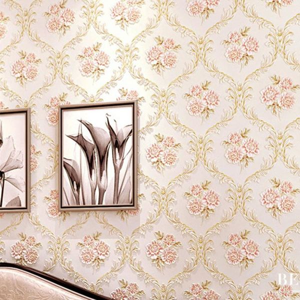 

wallpapers 0.53x9.5m 3d stereoscopic flower waterproof wallpaper pvc non-woven background wall sticker decal home diy decor
