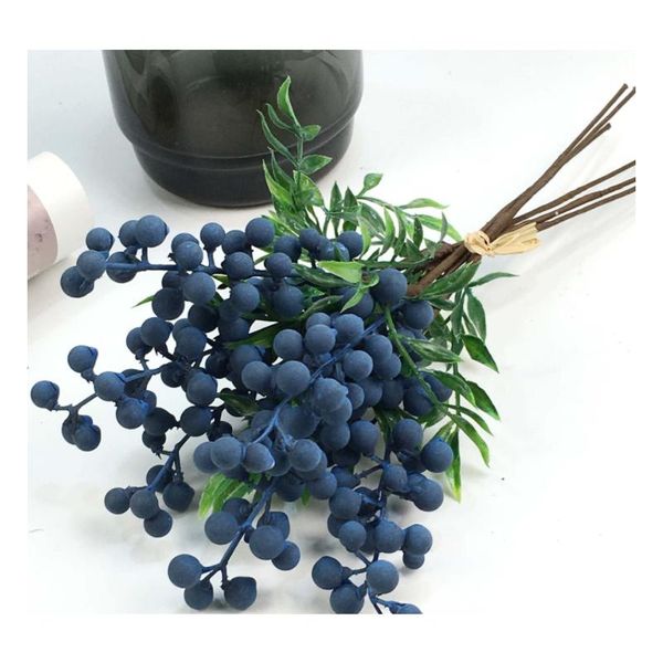 

6 branch artificial flowers fake flower artificial holly berries mini christmas frost berry flower decor wreath diy craft