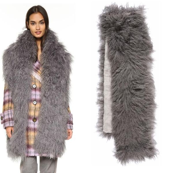 

scarves au187 women big collar mongolian sheep fur scarf 2021 winter, Blue;gray