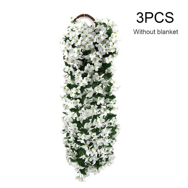

3x artificial flower home decoration veranda vine fake plants hanging basket small violet white