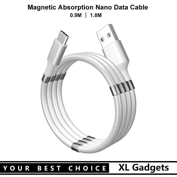

absorption nano supercalla data cables 0.9m/1.8m automatically retractable storage magnetic charging cable for xiaomi huawei samsung mobile