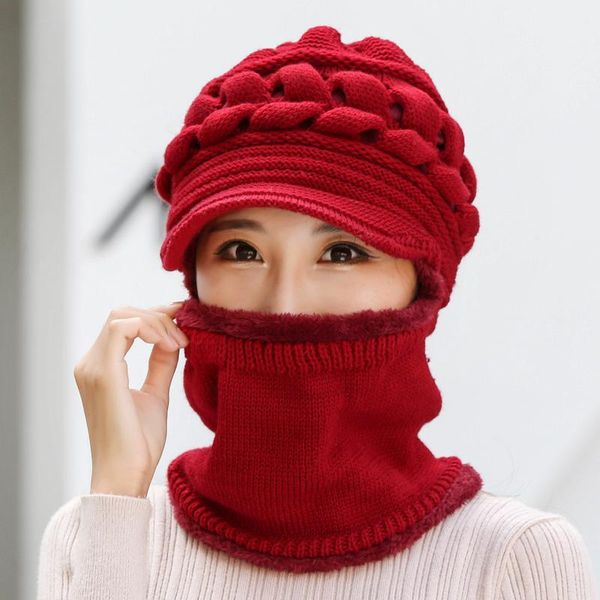 

beanie/skull caps multifunctional beanies and scarf for women thicken warm winter hat outdoor windproof bonnet skullies female knitted hats, Blue;gray