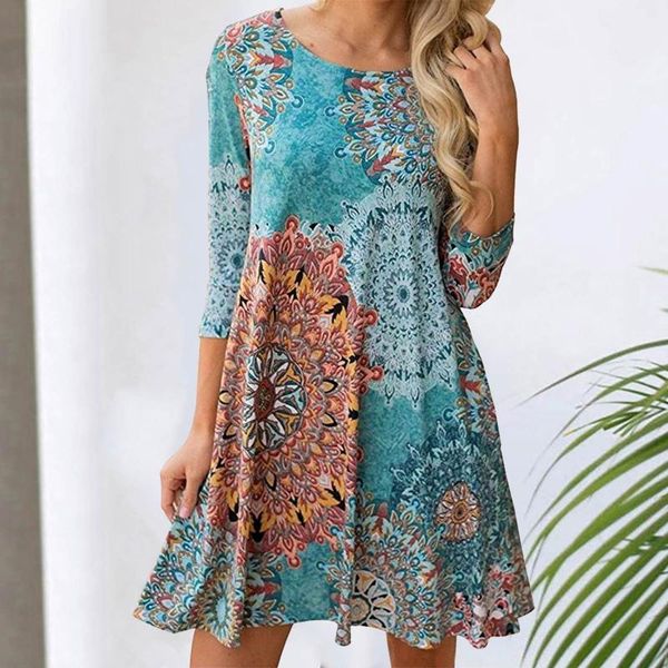 

casual dresses women's long sleeve dress with pockets print swing t-shirt autumn winter 2021 vestidos robe femme, Black;gray