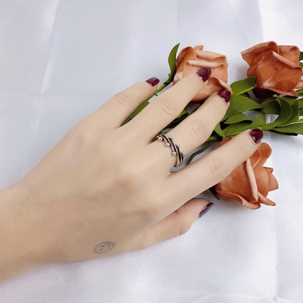 

cluster rings factory wholesale vintage black ring 925 sterling silver for women men couple adjustable trendy kpop charms jewelry, Golden;silver