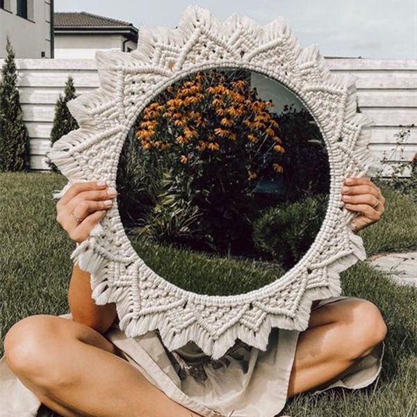

mirrors big macrame mirror wall hanging decoration tapestry cotton rope knitted