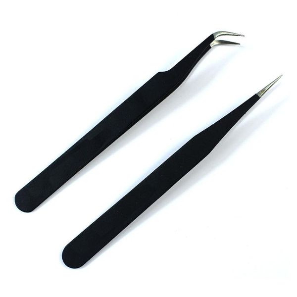 

nail gel stainless steel curved straight black tweezer art rhinestones nipper picking tool sequins beads, Red;pink