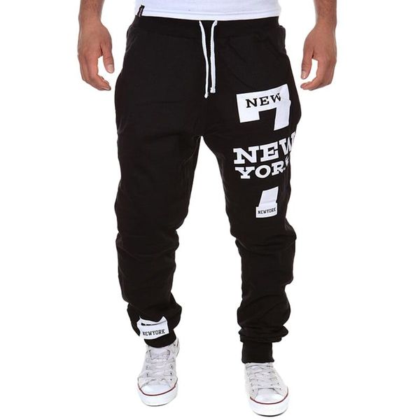 

new spring mens sweatpants print joggers men streetwear pants casual fashion mens harajuku pants harem trousers ropa hombre, Black