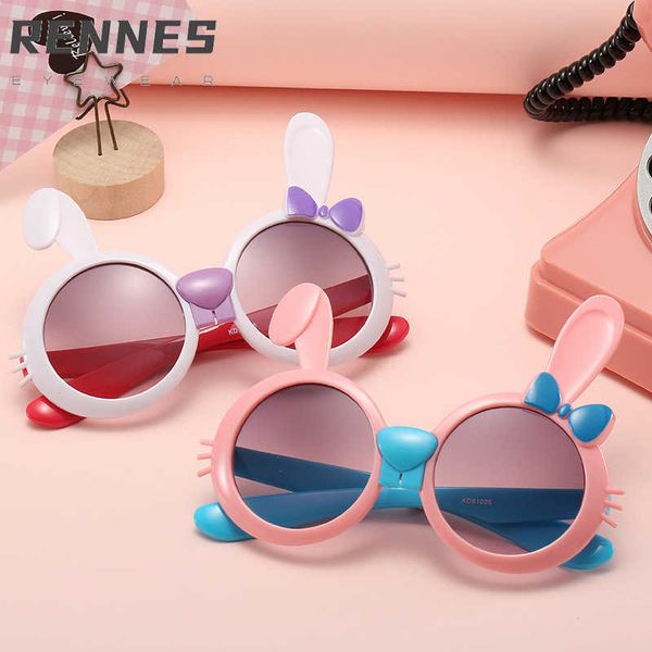 

new cute rabbit glasses boys and girls cartoon sunglasses kids fashion 61006, Blue