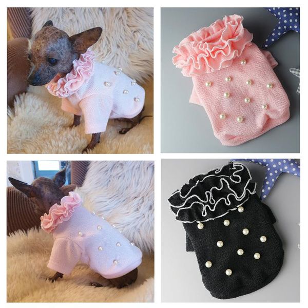 

dog apparel fashion bead clothes princess sweater for small dogs chihuahua yorkshire pet outfits sweet coat with flower collar xs-xx