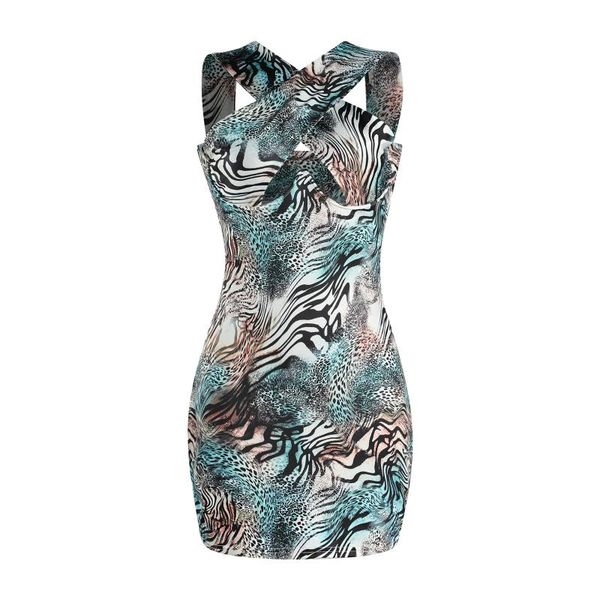 

casual dresses summer women retro halter dress with chic printhollow out chest skinny fit clothing, Black;gray