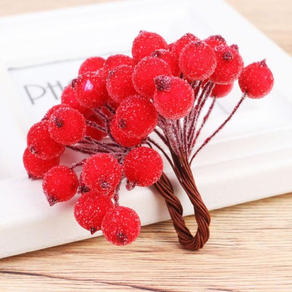 

400pcs imitation berries ornaments delicate lifelike frost berries diy garland accessories (red)