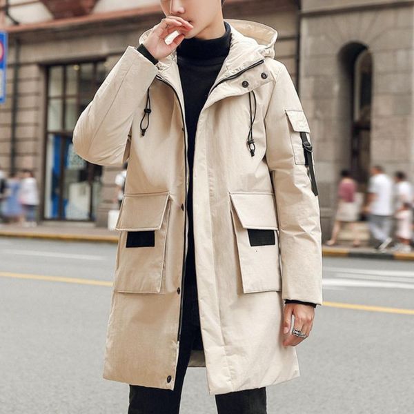 

men's down & parkas brand mens jacket white duck winter long puffer coat snow men's thick overcoat windbreaker hooded warm, Black