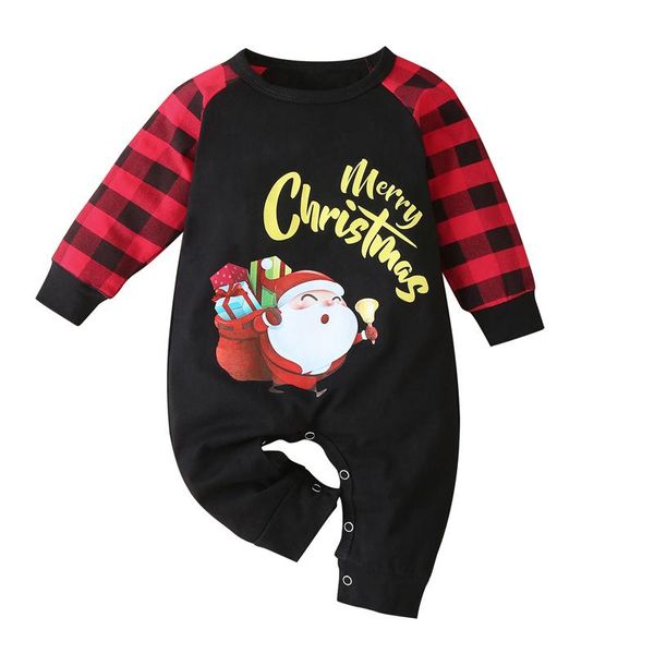 

jumpsuits 0-24m baby boy girl christmas clothing long sleeve jumpsuit autumn santa claus print plaid stitching romper outfit, Blue