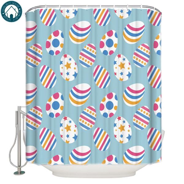 

shower curtains happy easter cartoon eggs colorful fabric bath bathroom curtain childrens girls hooks cute home