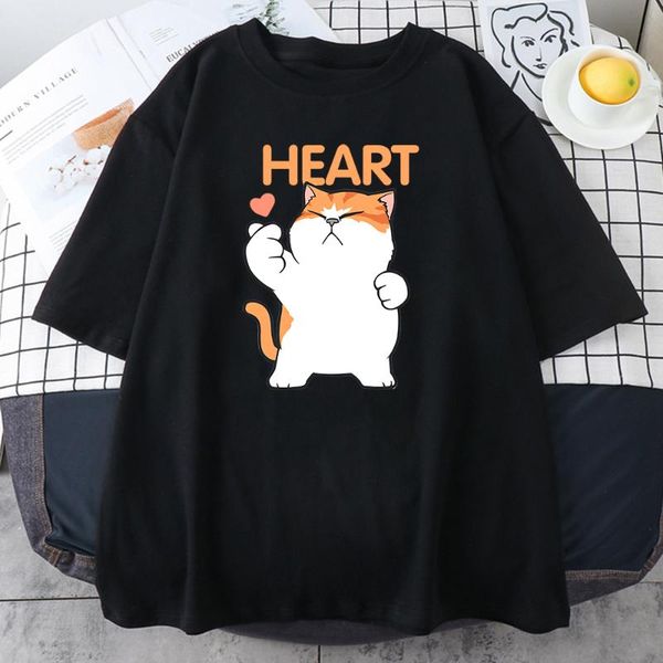 

women's t-shirt lovely couples print female t-shirts streetwearÂ oversize tee shirt summer retro crewneck t fashion loose women, White