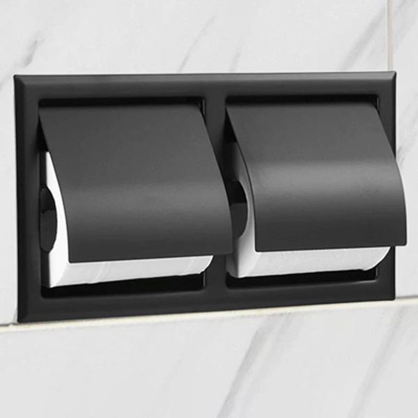 

toilet paper holders double recessed toileissue holder black all metal contruction 304 stainless steel bathroom roll box