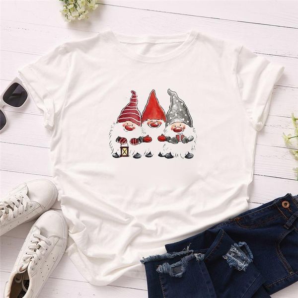 

t shirt women short sleeve graphic tshirts summer cartoon santa xmas t-shirt girls lady harajuku t-shirts tees, White
