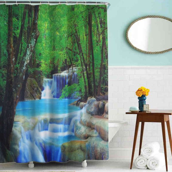 

3d landscape waterfall shower curtain polyter cloth shower curtain straight new chine style bath curtain