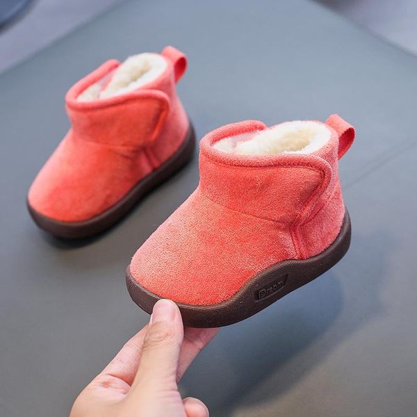 

boots baby snow shoes girls boys winter warm cotton anti-slip soft bottoms children casual plush, Black;grey