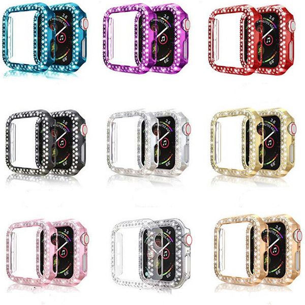 

luxury diamond case for apple watch 5 4 3 2 1 colorful plating pc protective cover shockproof 38mm 42mm 40mm 44mm smart iwatch