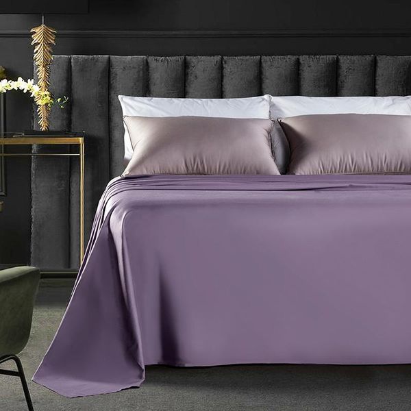 

sheets & sets 100% cotton flat bed sheet skin-friendly and breathable noble purple 2 sizes 63''x91'' 98'' x
