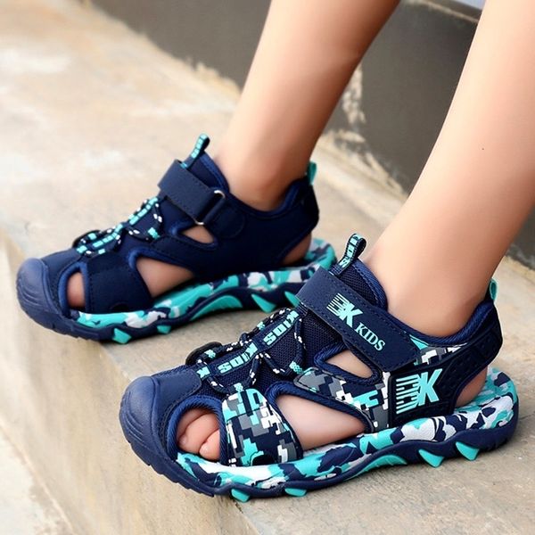 

kids boys sandals camouflage cut-outs child summer big boys sandalias children's shoes kids canvas flats shoes 210306, Black;red