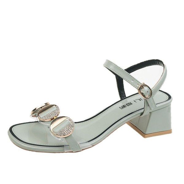 

sandals high heel women summer style rhinestone thick with a word shoes, Black