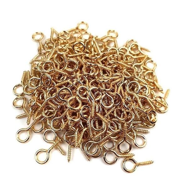 

retail 100pcs small tiny mini eye pins eyelet connector screw loops for pendants of 8mm x 4 mm metal eyepins hooks qylccd