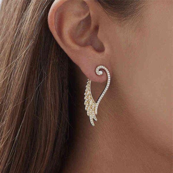 

earrings charms wings women's twisted diamond small crowd tide brand exaggerated brass jewelry, Golden