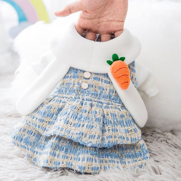 

style small fragrance autumn and winter tweed skirt dog princs drs cat pet cloth