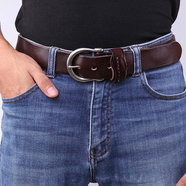 

belts [dwts]men belt male genuine leather men fashion strap jeans vintage pin buckle, Black;brown