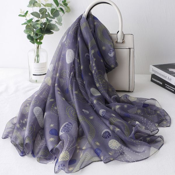 

fresh silk scarf, soft yarn, leopard style beach towel, Blue;gray