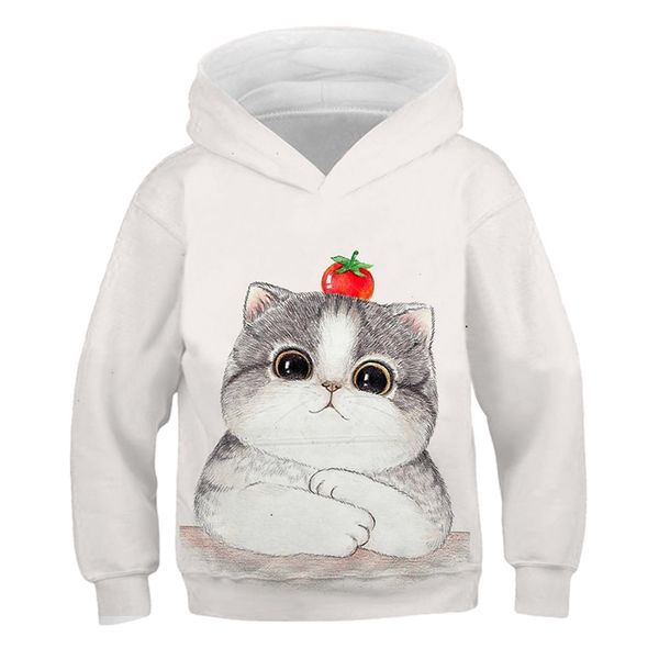 

cat hoodie girls kawaii 3d print kids clothes video game hoodies for teen 4-14t babys boy casual costume fashionable sweatshirt, Black