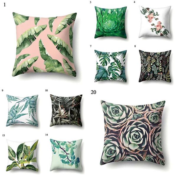 

pillow case tropical plants cactus monstera summer decorative throw pillows polyester cushion cover palm leaf green home decor pillowcase